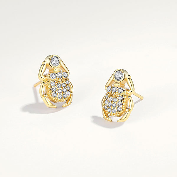 FE1886 925 Sterling Silver Scarab Mini Stud Earring