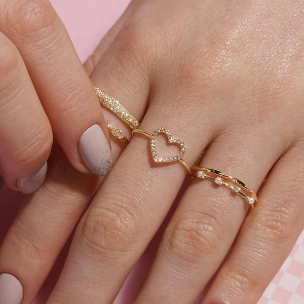 FJ0663 925 Sterling Silver Heart Wide Open Ring