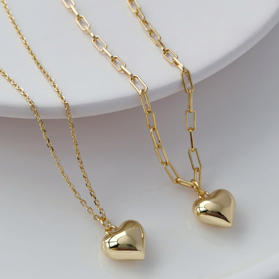 FX0778 925 Sterling Silver Gold Chain Heart Necklaces