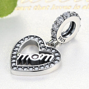 PY1495 925 Sterling Silver For Mother's Day Heart Charm