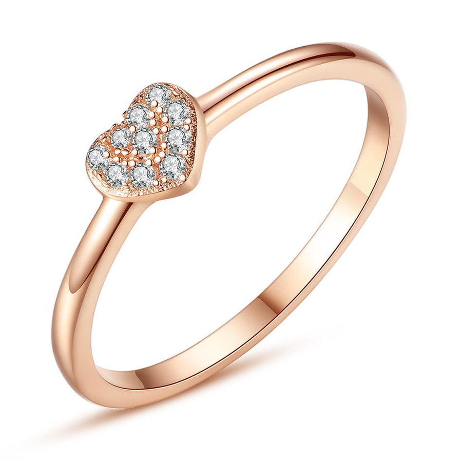 YJ1245  925 Sterling Silver Rose Gold-Color Heart Ring Jewelry Gift