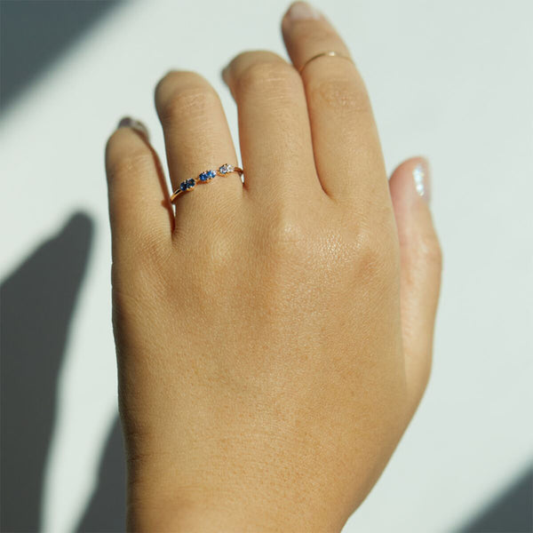 FJ0677 925 Sterling Silver Blue Gradient Zircon Ring