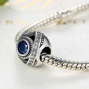 PY1484 925 Sterling Silver Blue Evil Eye Charm Beads