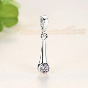 PY1725 925 Sterling Silver Pink Cubic Zircon Dangle Charm