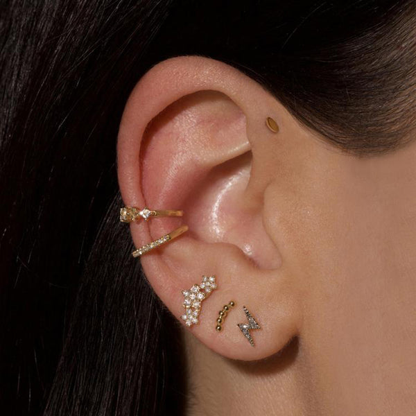 FE1556 925 Sterling Silver Zircon Three Star Stud Earrings