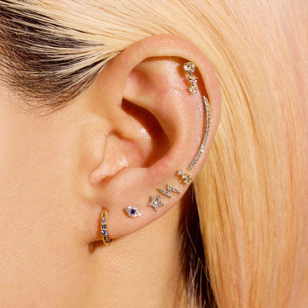 FE1929 925 Sterling Silver Baguette Round CZ Stud Earrings