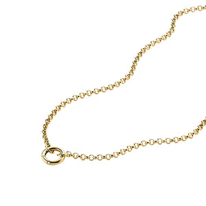 FX0910 Brass Vintage Round Circle Push Clasp Chain Necklace