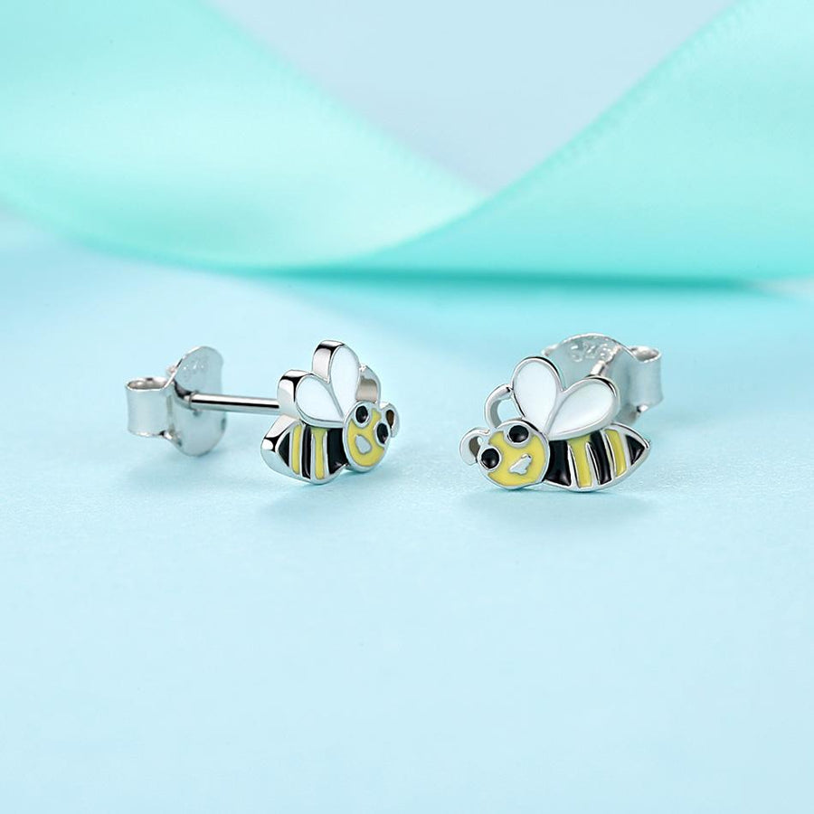 YE3163 925 Sterling Silver Honey Bee Stud Earrings