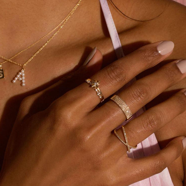 FJ0667 925 Sterling Silver North Star Zircon Ring