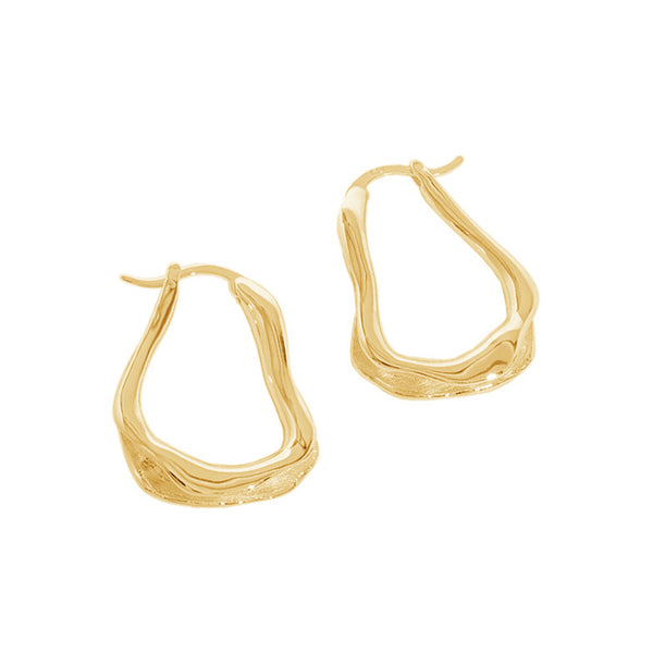RHE1085 925 Sterling Silver Trendy Irregular Chunky Hoops Earring