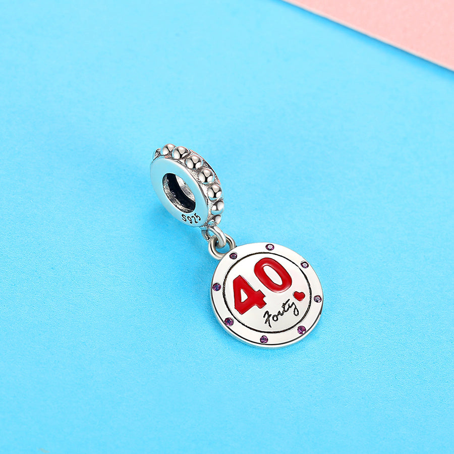 PY1836 925 Sterling Silver 40 Years Old Memento Charm