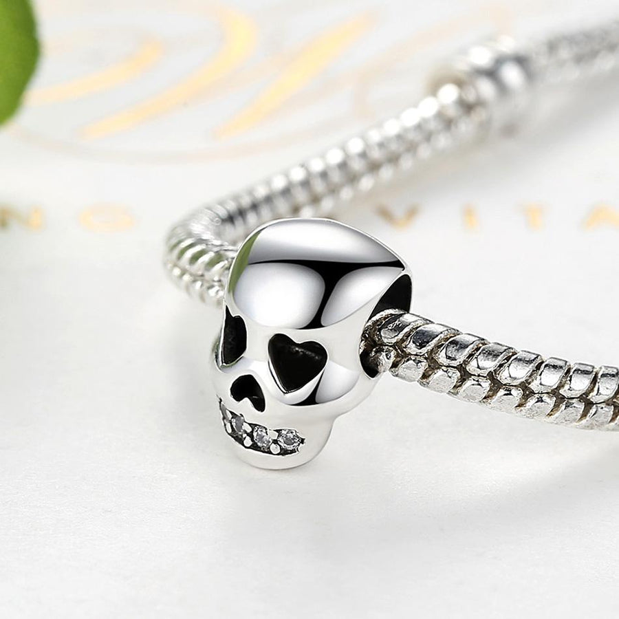 PY1458 925 Sterling Silver Halloween Skeleton Skull Charm