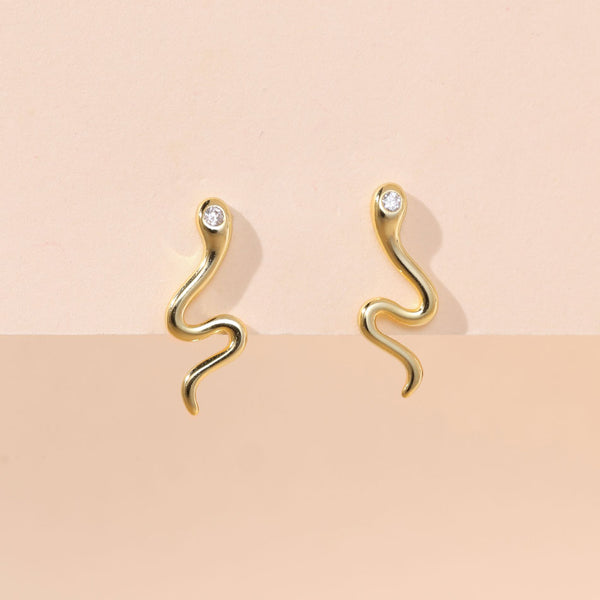 YHE0181 925 Sterling Silver Wiggly Snake Women Stud Earring