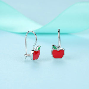 YE3160 925 Sterling Silver Enamel Apple Children Earrings
