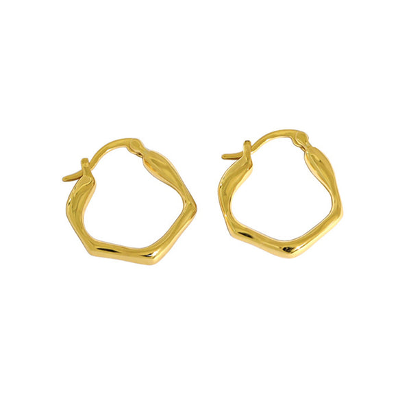 RHE1097 925 Sterling Silver Irregular Geometry Hoop For Daily