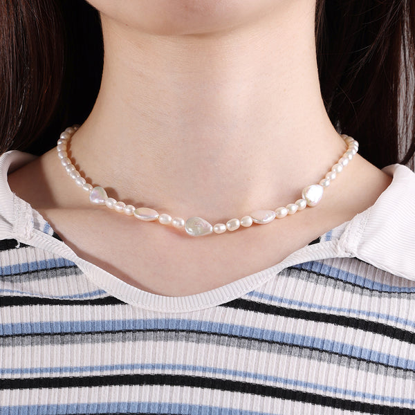 PN0058 925 Sterling Silver Freshwater Pearl Choker Necklace For Ladies