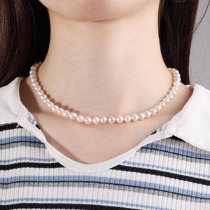 PN0067 925 Sterling Silver 6-7MM With Freshwater Pearl Choker Necklace
