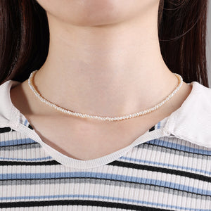 PN0065 925 Sterling Silver 2.5-3MM Freshwater Pearl Pure Women Choker Necklace