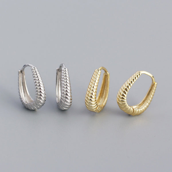 YHE0314 925 Sterling Silver Gemtry Twist Hoop Earrings