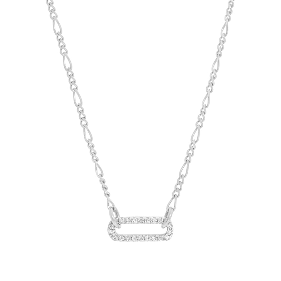 FX0871 925 Sterling Silver Pave Cubic Zirconia Paperclip Figaro Necklace