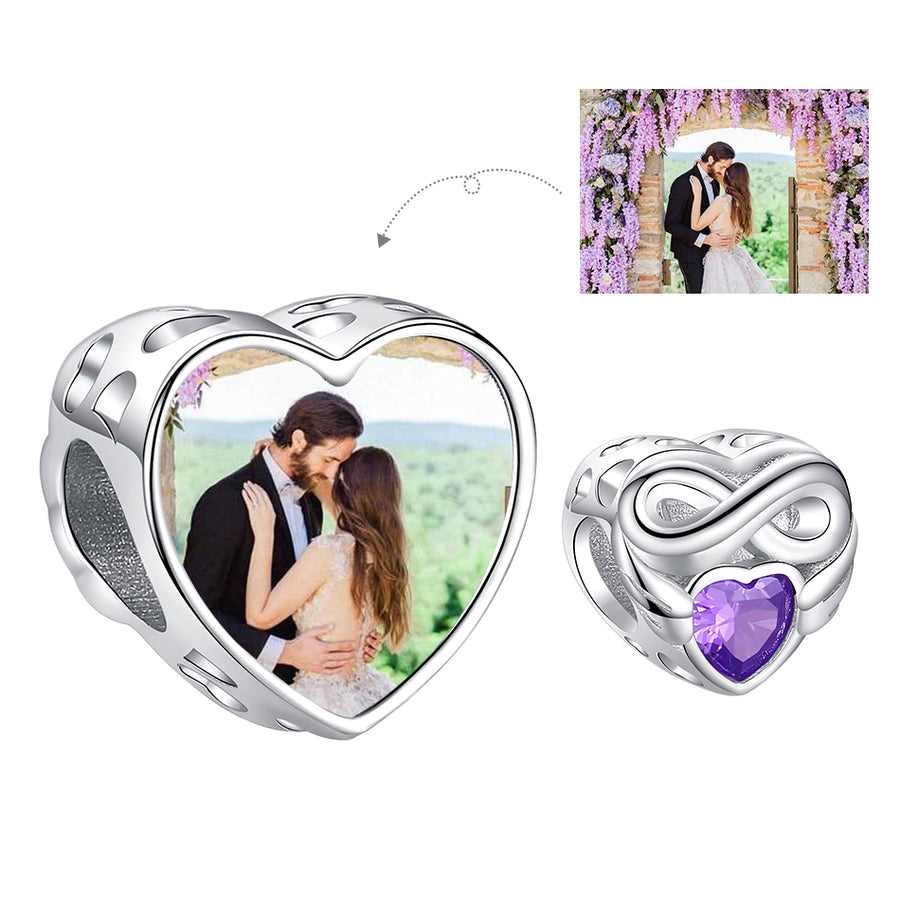XPPY1135 925 Sterling Silver Romantic Heart Photo Charm