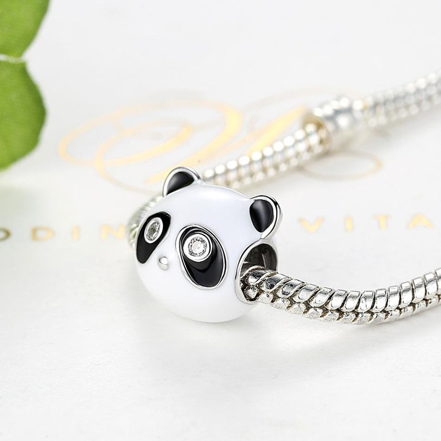 PY1452 925 Sterling Silver Enamel Panda Charm