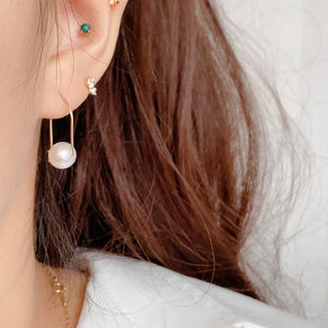 PE0078 925 Sterling Silver Grace Pearls Hoop Earrings For Women