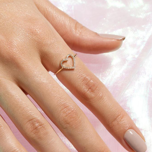 FJ0663 925 Sterling Silver Heart Wide Open Ring