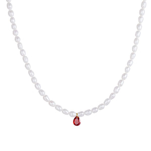 PN0064 925 Sterling Silver Freshwater Pearl And Waterdrop CZ Stone Necklace