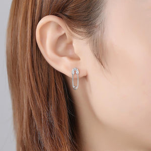 YE3232 925 Sterling Silver Silver Paper Clip Stud Earrings
