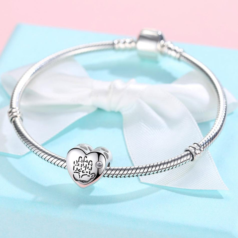 XPPY1025 925 Sterling Silver Hand Heart Charm For Baby