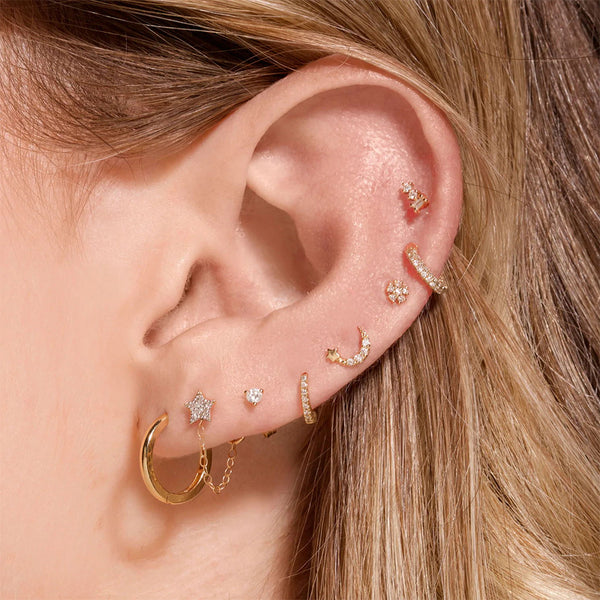 FE1929 925 Sterling Silver Baguette Round CZ Stud Earrings