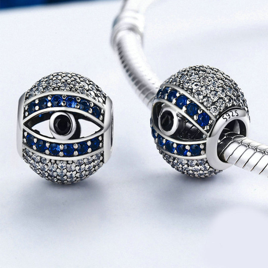 BA44 925 Sterling Silver Blue Eyes Lucky Guardian Beads