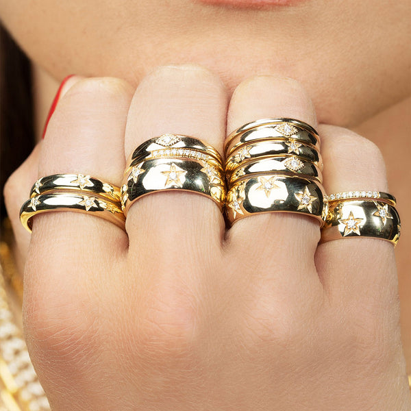 FJ0675 925 Sterling Silver Petite Star Band Ring