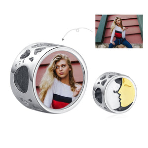 XPPY1076 925 Sterling Silver Lover Kiss Custom Photo Charms