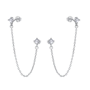 FE0767 925 Sterling Silver Chain Dangle Earrings