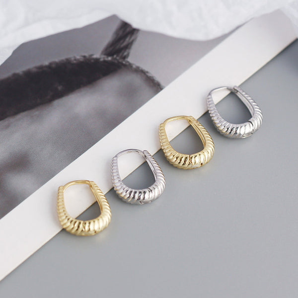 YHE0314 925 Sterling Silver Gemtry Twist Hoop Earrings