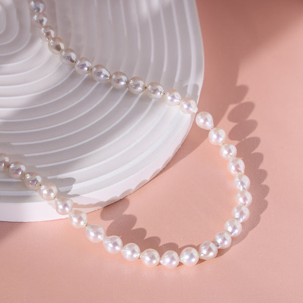 PN0067 925 Sterling Silver 6-7MM With Freshwater Pearl Choker Necklace