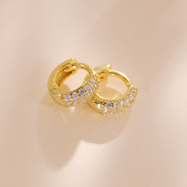 YHE0342 925 Sterling Silver Sparkle Cubic Zirconia Huggies Earring