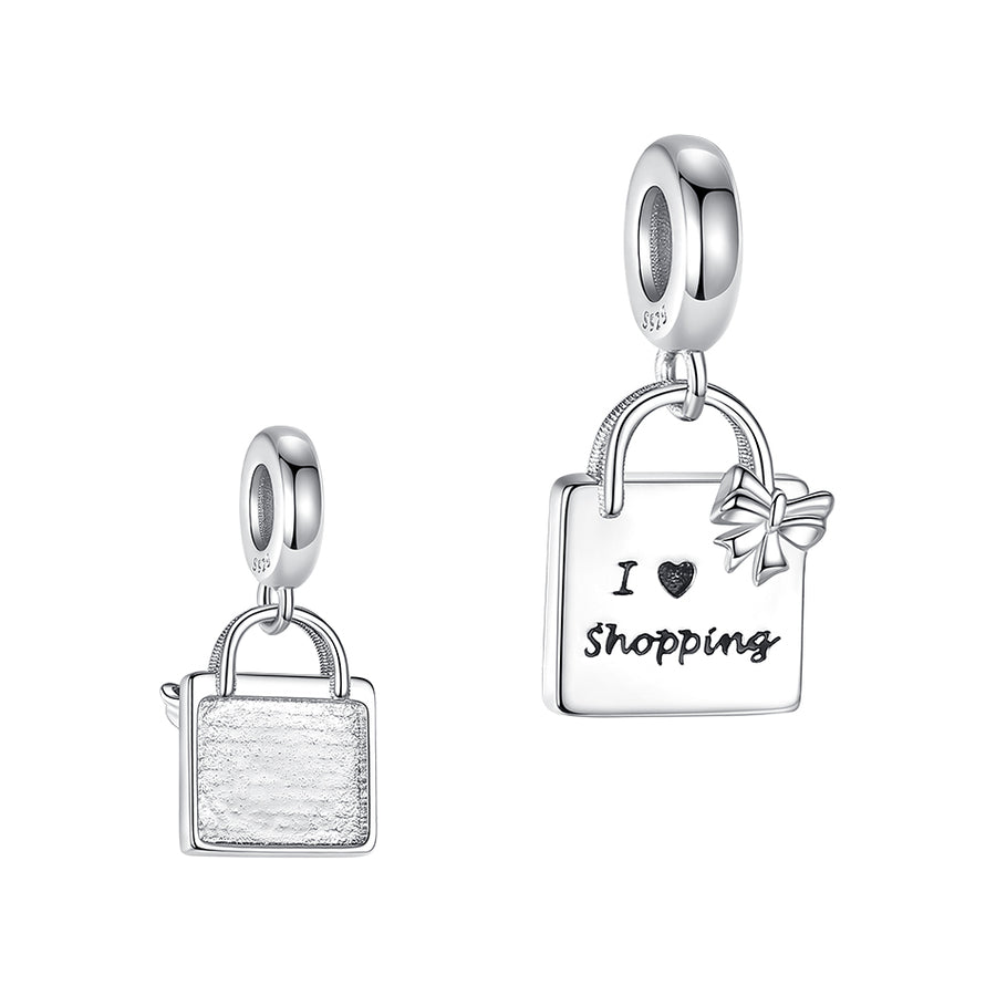 XPPY1096 925 Sterling Silver I Love Shopping Handbag Charms