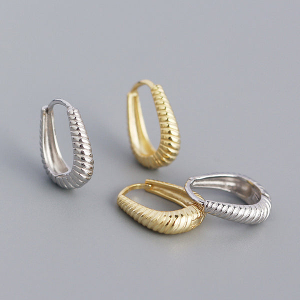 YHE0314 925 Sterling Silver Gemtry Twist Hoop Earrings