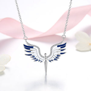 GX1402 925 Sterling Silver Angel Wing Enamel Necklace