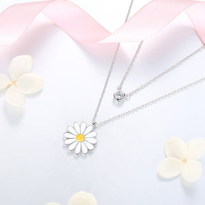 GX1405 925 Sterling Silver Summer Daisy Flower Necklace