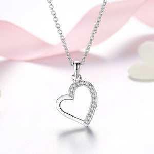 GX1387 925 Sterling Silver Love CZ Heart Necklace For Women