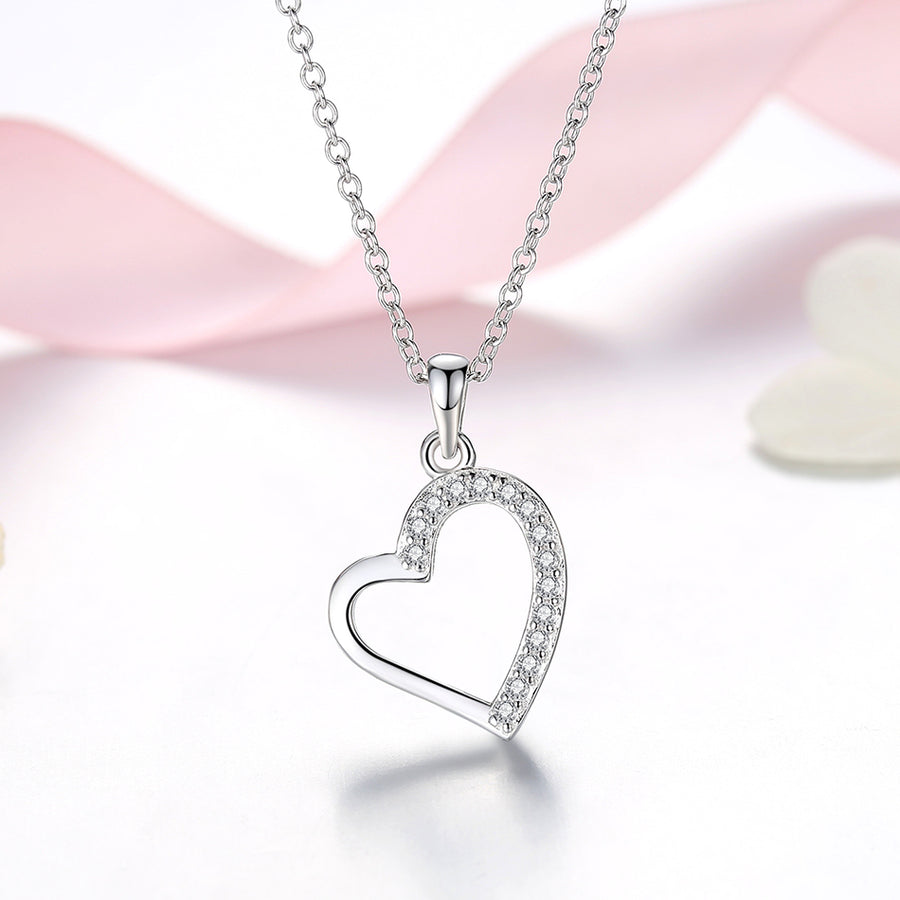 GX1387 925 Sterling Silver Love CZ Heart Necklace For Women