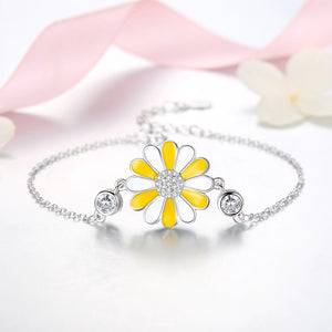 GS2107 925 Silver Yellow Enamel Disy Flower Bracelet