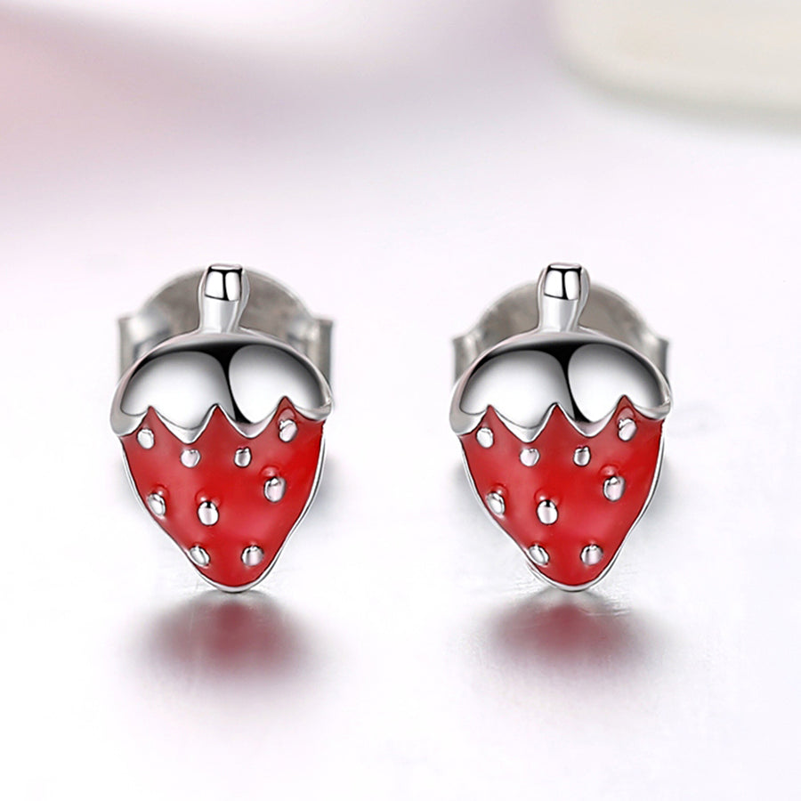 YE3267 925 Sterling Silver Strawberry Stud Earrings