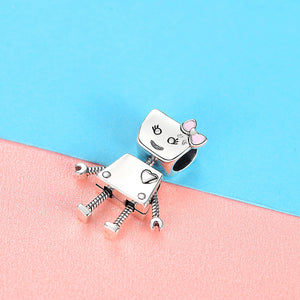 PY1842 925 Sterling Silver Robot Pendant Charm