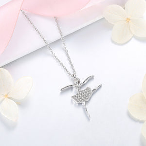 GX1382 925 Sterling Silver Ballet Dancing Girls Necklace