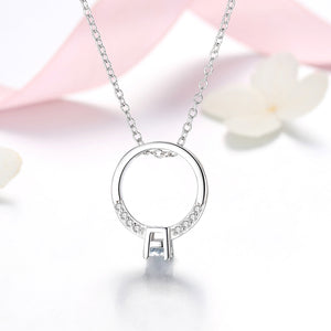 GX1406 925 Sterling Silver Cubic Zirconia Wedding Ring Necklace